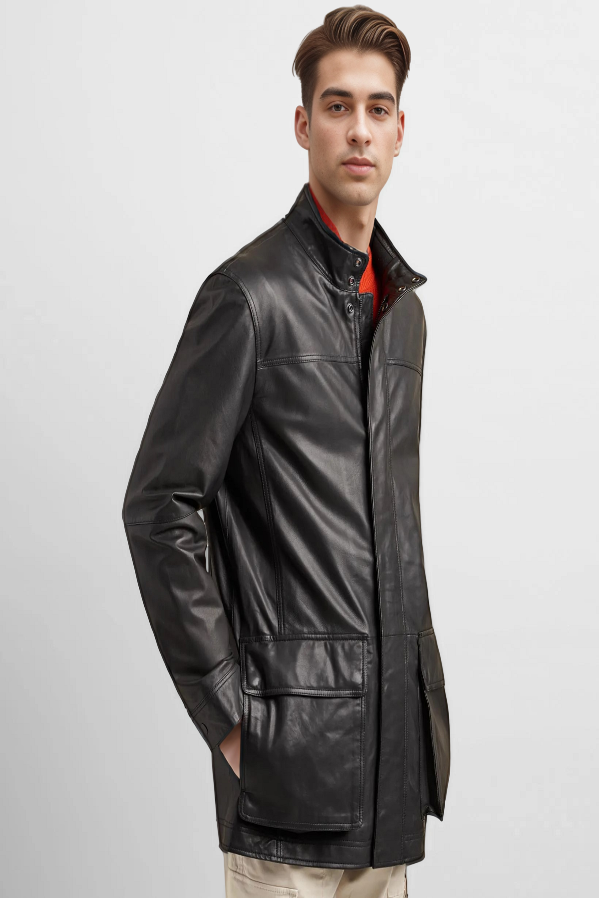 leather trench coat, men's leather trench coat, long leather trench coat, black leather trench coat best leather trench coat for men, affordable leather trench coat