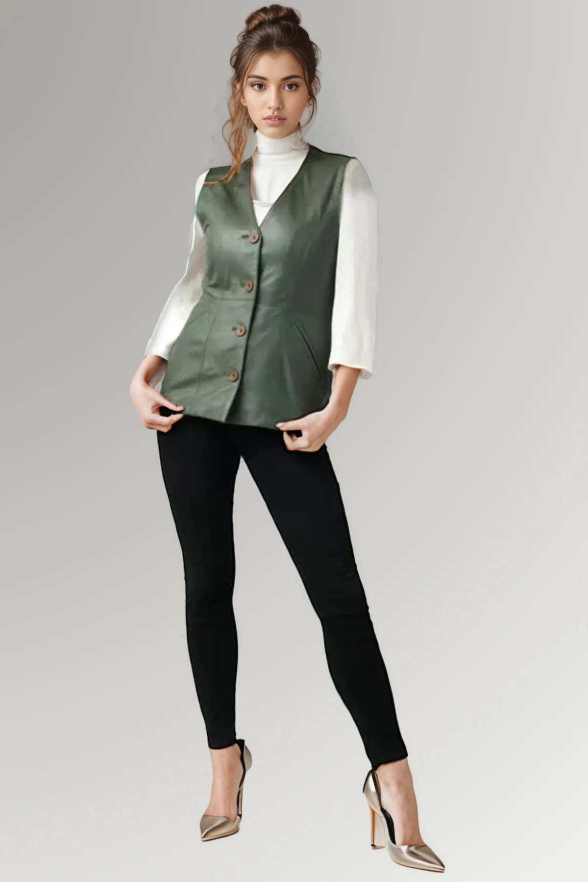 Green leather waistcoat, leather waistcoat, women's leather waistcoat, real leather waistcoat, slim fit leather waistcoat, best leather waistcoat for men, leather waistcoat, waistcoat, peacock leather waistcoat, versatile leather waistcoat, versatile leather waistcoat, dressy leather waistcoat, affordable leather waistcoat, leather dress vest