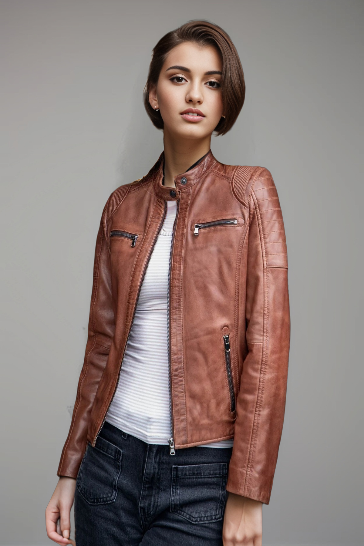 Brown aniline leather cafe racer jacket women's brown leather cafe racer jacket leather cafe racer jacket brown motorcycle leather jacket brown lambskin cafe racer jacket brown leather cafe racer jacket